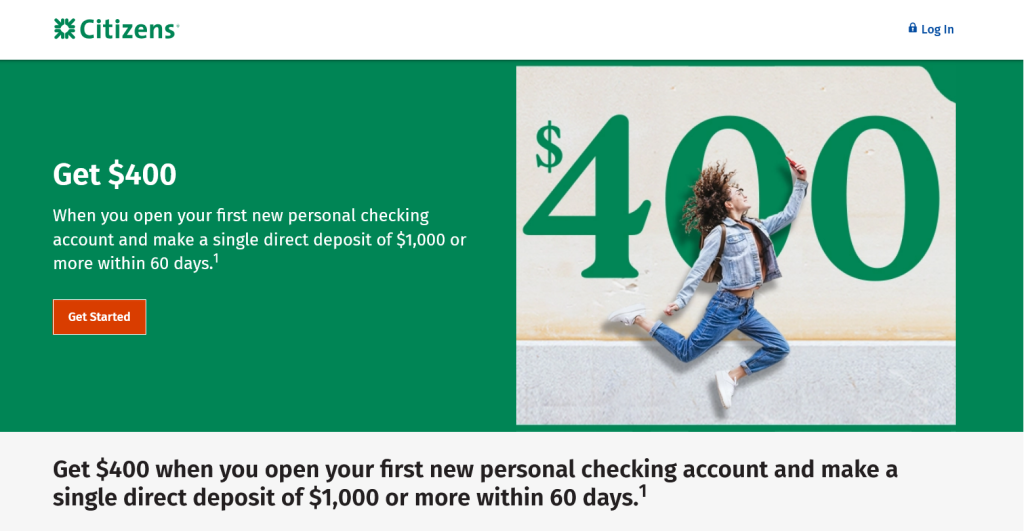 citizen bank checking account $400 bonus