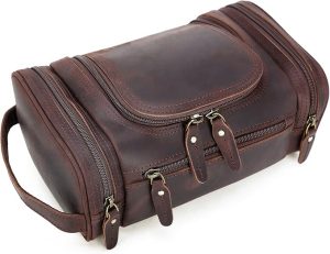 polare mens leather travel toiletry bag