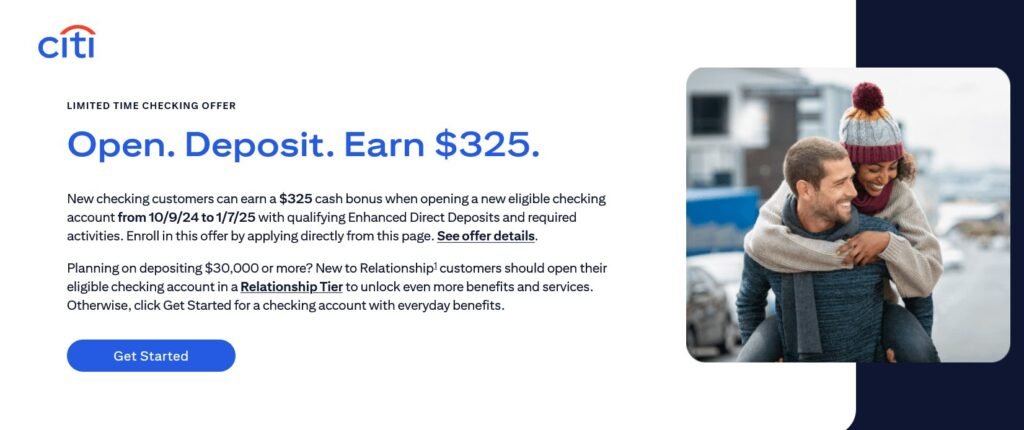 citi bank $325 checking account bonus offer
